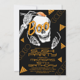 Convite Óculos engraçados esqueletos Sushi Halloween