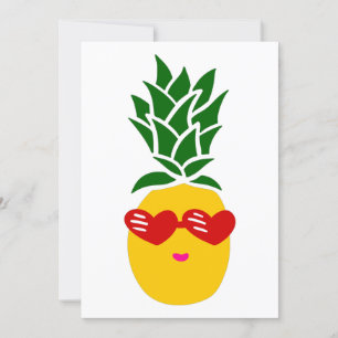 Convite óculos escuros em forma de coração abacaxi verm