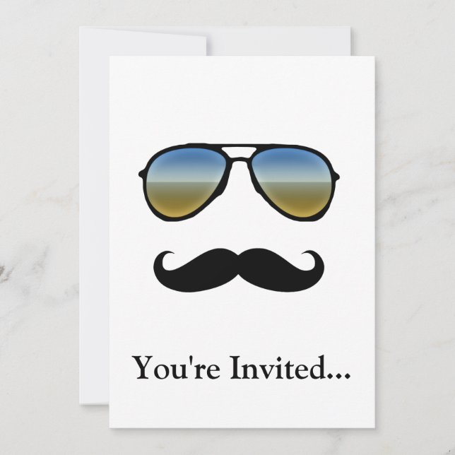 Convite Óculos escuros engraçados com bigode (Frente)
