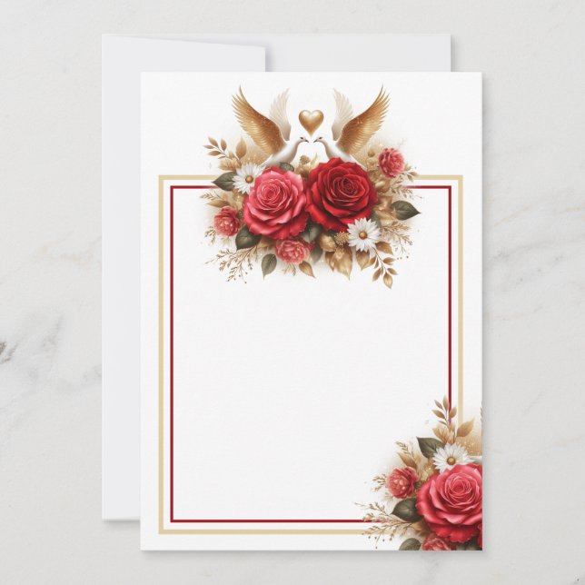 Convite Óculos, Rosas e margaridas lindos (Frente)