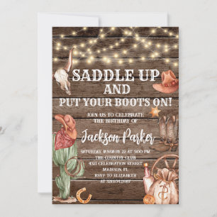 Convite Oeste Birthday Country Boots Festa de aniversário