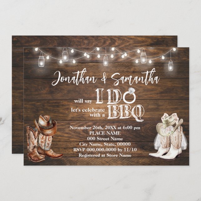 Convite Oeste CHURRASCO Antes do País Chá do Casal (Frente/Verso)