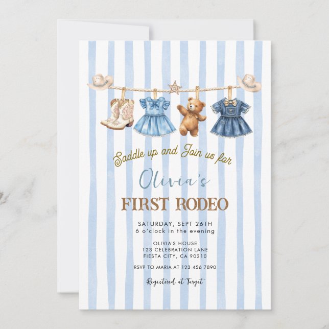 Convite Oeste Selvagem Primeiro Rodeio Ocidental Aniversár (Frente)