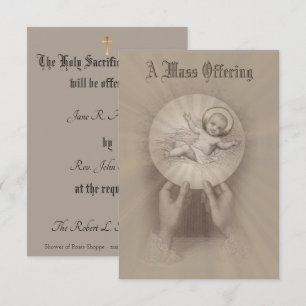 Convite Oferta de Missa Católica Memorial com Menino Jesus