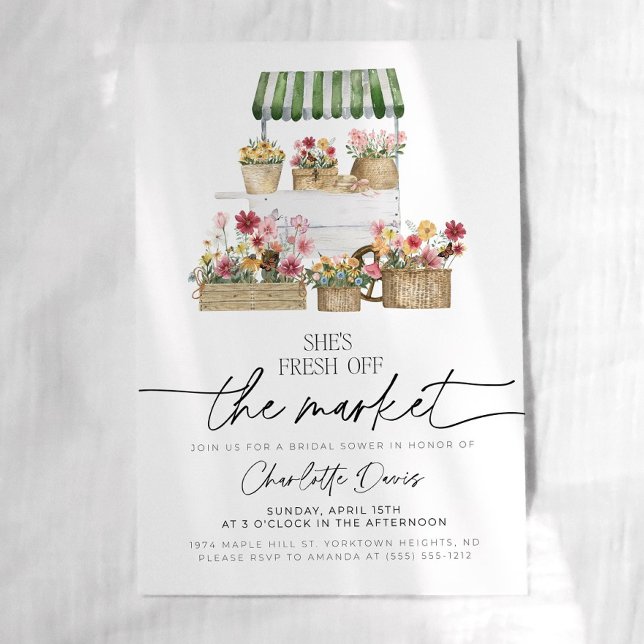 Convite Off the Market Bridal Shower Invitation farmer (Criador carregado)