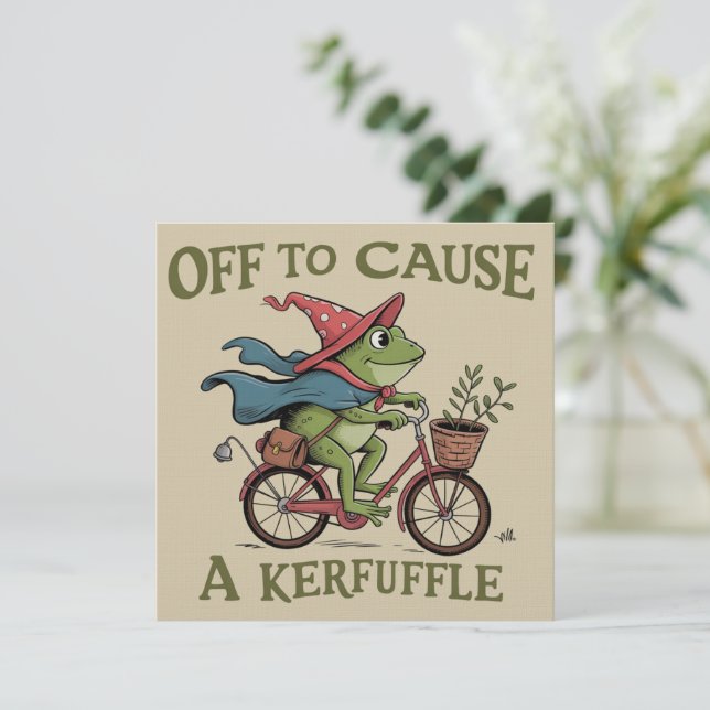 Convite Off to Cause a Kerfuffle Frog Sarcastic Funny Meme (Em pé/Frente)