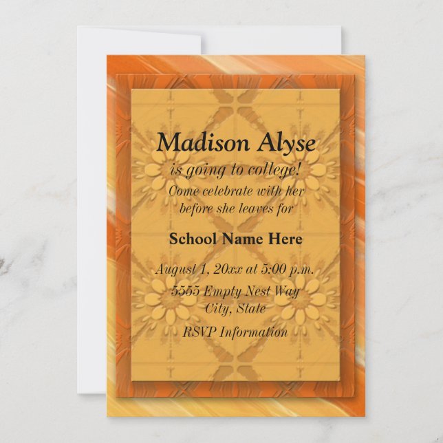 Convite "Off To College", Abstrato Laranja (Frente)