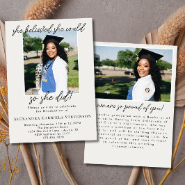 Convite Off White 2 Photo Script Graduation Announcement 