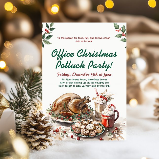 Convite Office Christmas Potluck Holiday Party (Criador carregado)