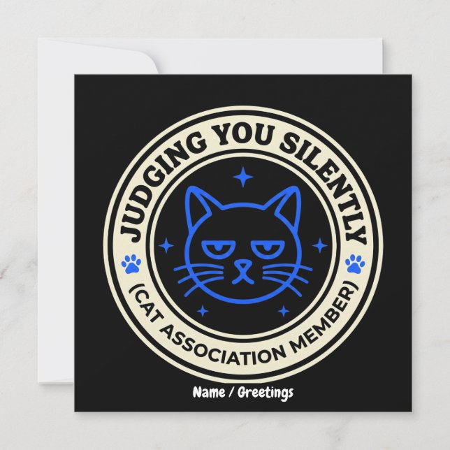 Convite Official Cat Association Member Judging You Silen (Frente)