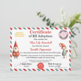Convite Official North Pole Elf Adoption Certificate