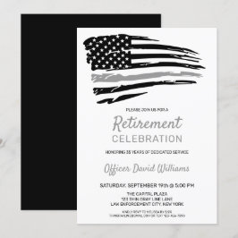 Convite Oficial Correcional Aposentadoria Linha Cinza Fina