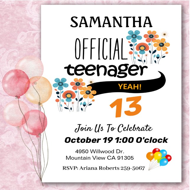 Convite Oficial de Aniversário para Adolescente Me (Criador carregado)