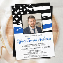 Oficial de Graduação da Polícia Foto Thin Blue Lin