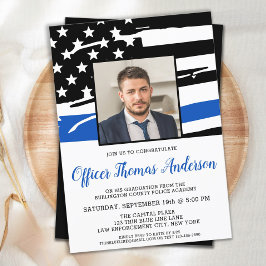 Convite Oficial de Graduação da Polícia Foto Thin Blue Lin