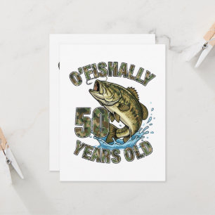 Convite Oficialmente 50 Anos Amante da Pesca Aniversário d