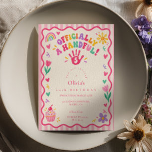 Convite Oficialmente uma Pequena Rosa Quinta Aniversário