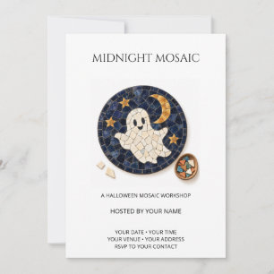 Convite Oficina de Mosaico de Halloween Midnight Mosaic