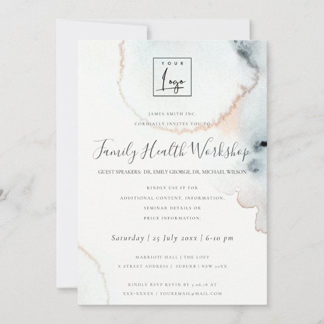 Convite OFICINA DE PINCELADA DE Aquarela AQUA GOLD (Frente)