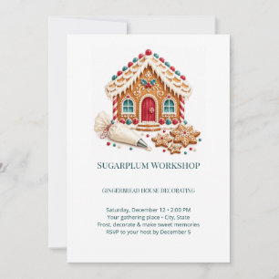 Convite Oficina Sugarplum Decoração de Biscoito de Natal