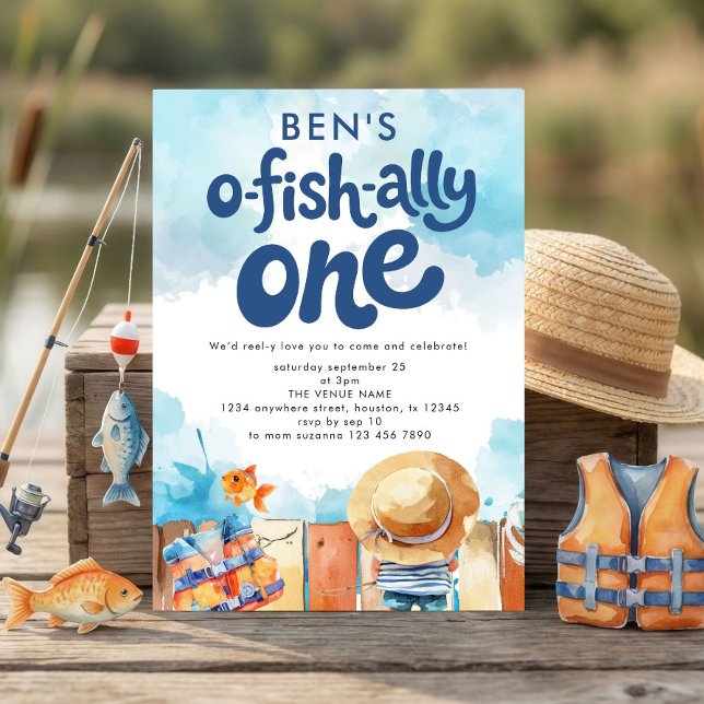 Convite Ofishally One Fisherman Boy 1st Birthday (Criador carregado)