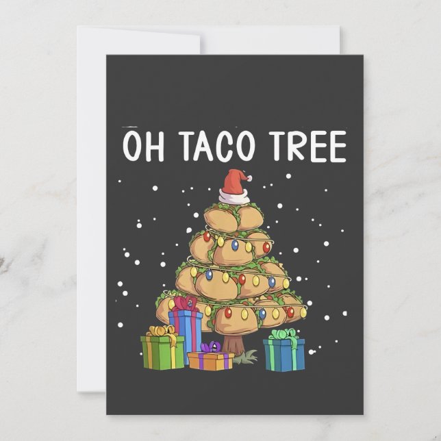 Convite Oh Árvore de Taco Comida Mexicana Divertida Natal  (Frente)