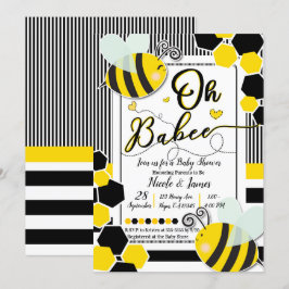 Convite Oh BaBEE Bee Baby Shower Bebê Branco