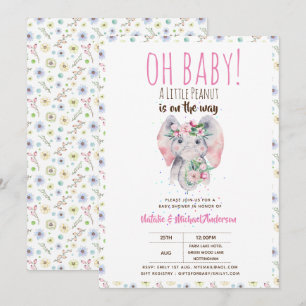 Convite Oh Baby A Little Peanut Boho Elephant Boho Flowers