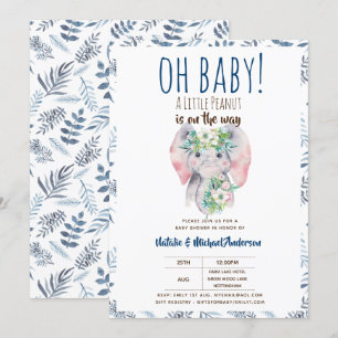 Convite Oh Baby A Little Peanut Elephant Boho Chic