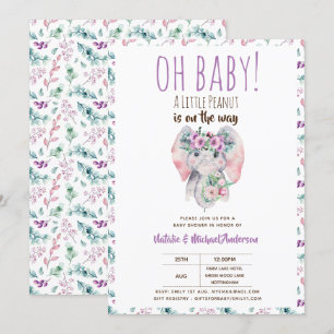 Convite Oh Baby A Little Peanut Elephant Boho Chic