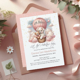 Convite Oh Baby Adventure Puppy no Balão de Ar Quente