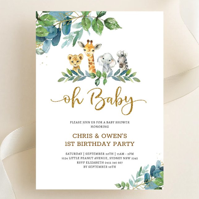 Convite Oh Baby Animais Florais Aniversário  (Criador carregado)