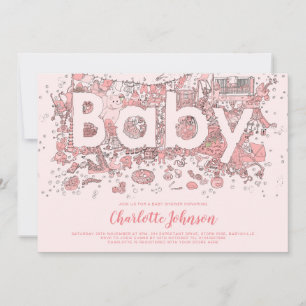Convite Oh Baby Aquarela Rosa Chá de Bebê