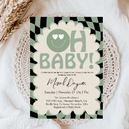 Convite Oh Baby Beige & Sage Groovy Neutral Baby Shower