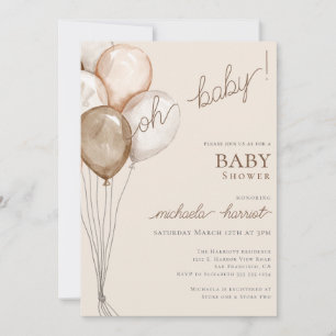 Convite Oh Baby Boho Balão Sexo Chá de fraldas Neutro