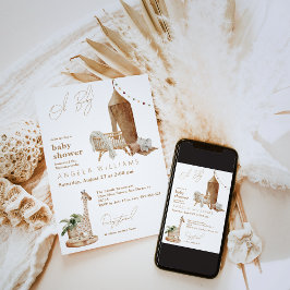 Convite Oh Baby Boho Moderno Gênero Chá de fraldas Neutro