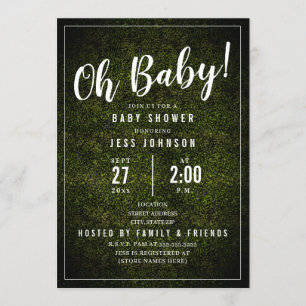 Convite Oh Baby Boxwood Chá de fraldas verde