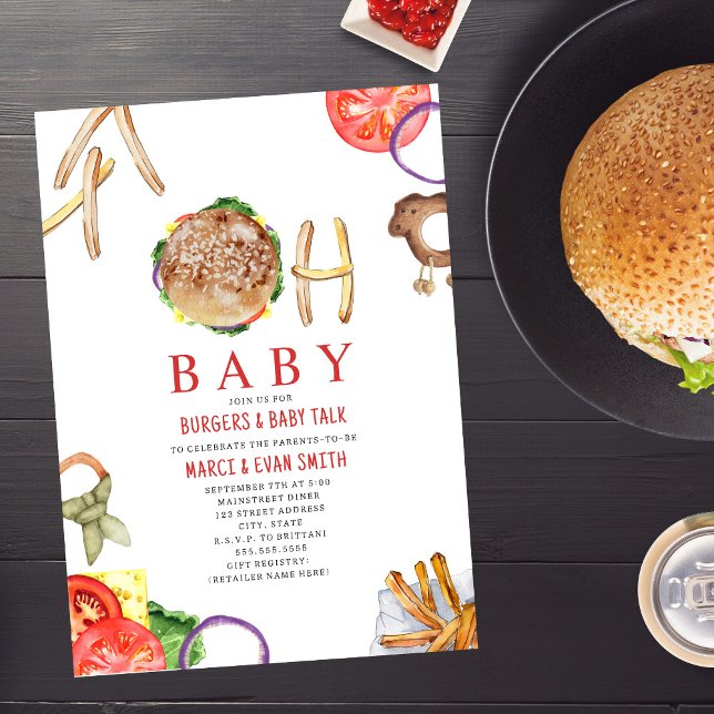 Convite OH Baby Burgers & Baby Talk Chá de fraldas (Criador carregado)