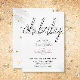 Convite Oh Baby Chic Script Ouro Amor Coração Chuveiro de 