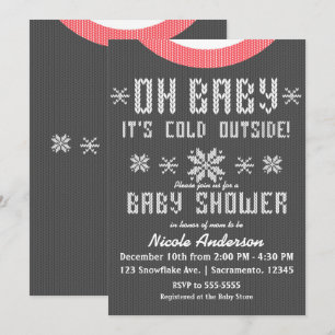 Convite OH BABY Chuveiro de Bebê de Inverno Suéter de Tric