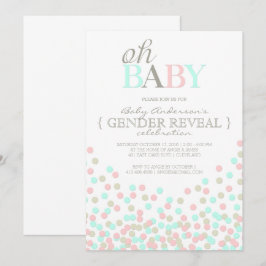 Convite Oh Baby Confetti Gender Reveparty | Azul rosa