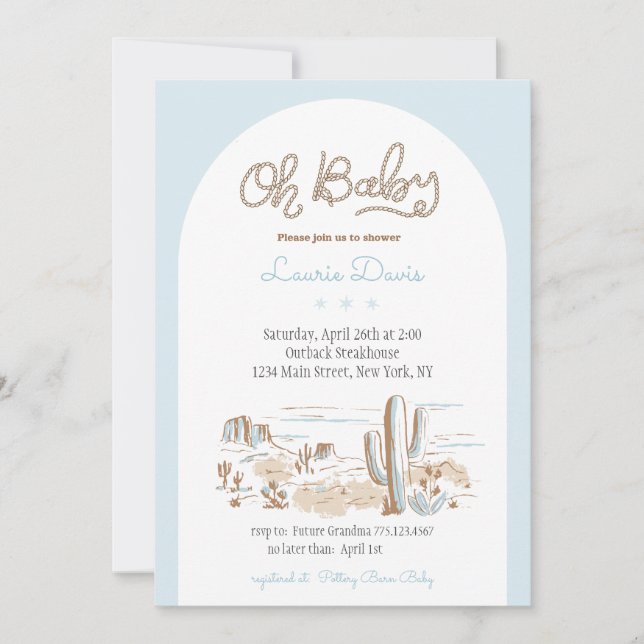Convite Oh Baby Cowboy Shower Invitation (Frente)