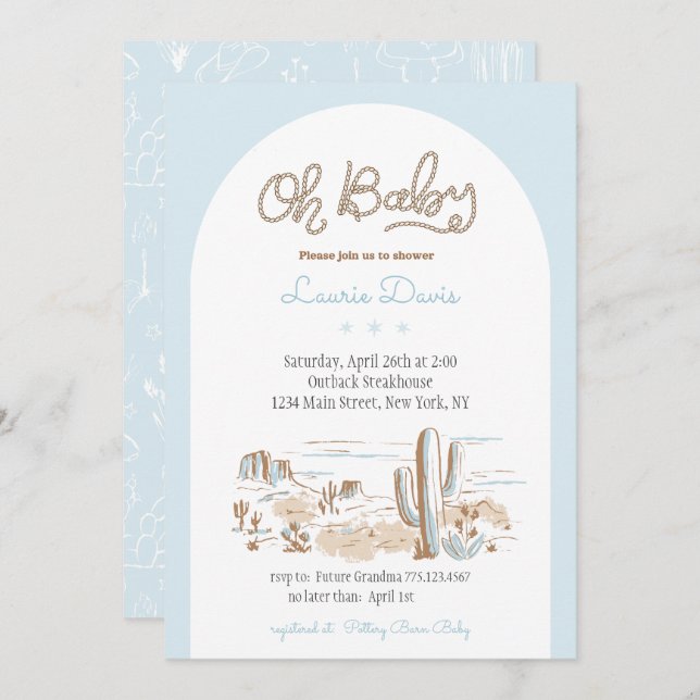 Convite Oh Baby Cowboy Shower Invitation (Frente/Verso)