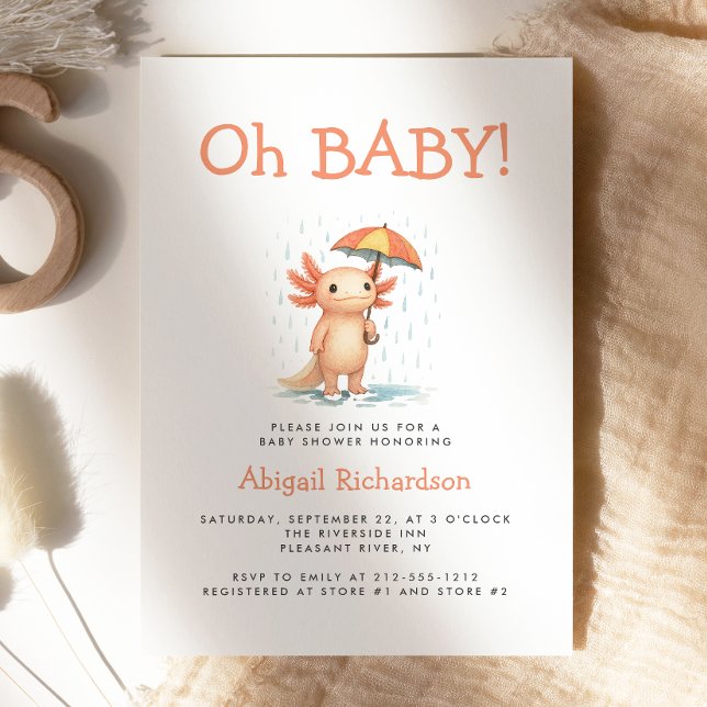 Convite Oh Baby Cute Axolotl Baby Shower (Criador carregado)