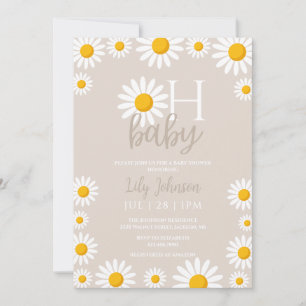 Convite Oh Baby Daisy Boho Chã de Bebê Neutra 