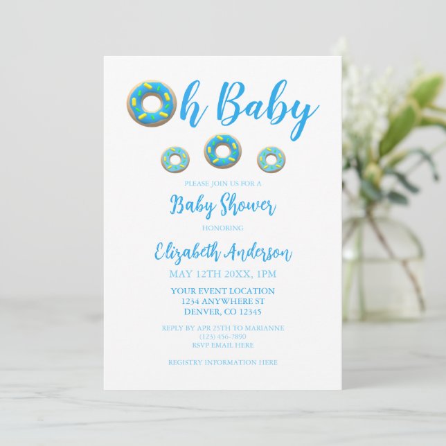 Convite Oh Baby Donut Chuveiro de Bebê (Em pé/Frente)