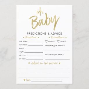 Convite Oh Baby Dourado Predictions and Advice Card