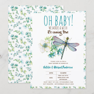 Convite Oh Baby DRAGONFLY Faça Um Chá de fraldas De Dese