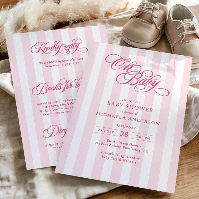 Convite Oh Baby Elegant Script Tudo Em Um Chá De Bebê (Criador carregado)