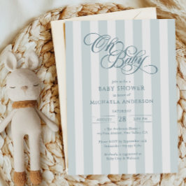 Convite Oh Baby Elegante Letras e Listras Chá de Bebê